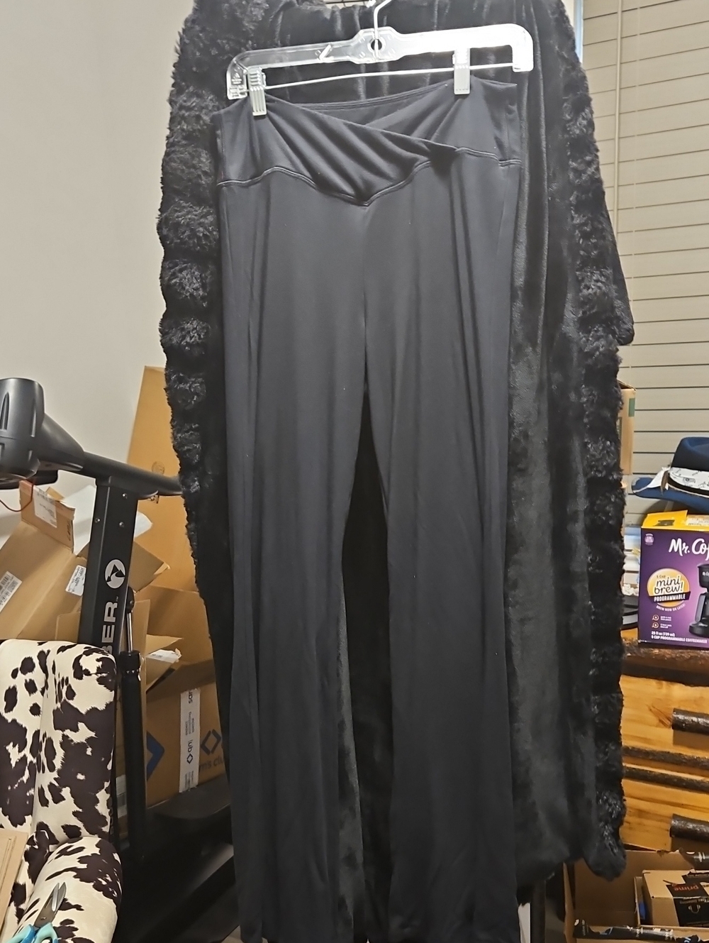 Adore Me Black Wide-Leg Yoga Pants with Crossover Waistband